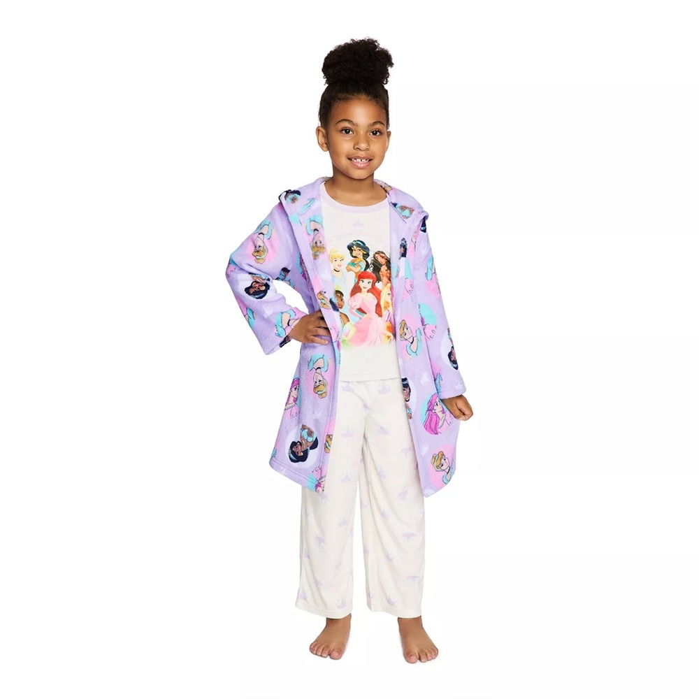 NWT Disney Princess Girls 3-Piece Robe & Pajama Set